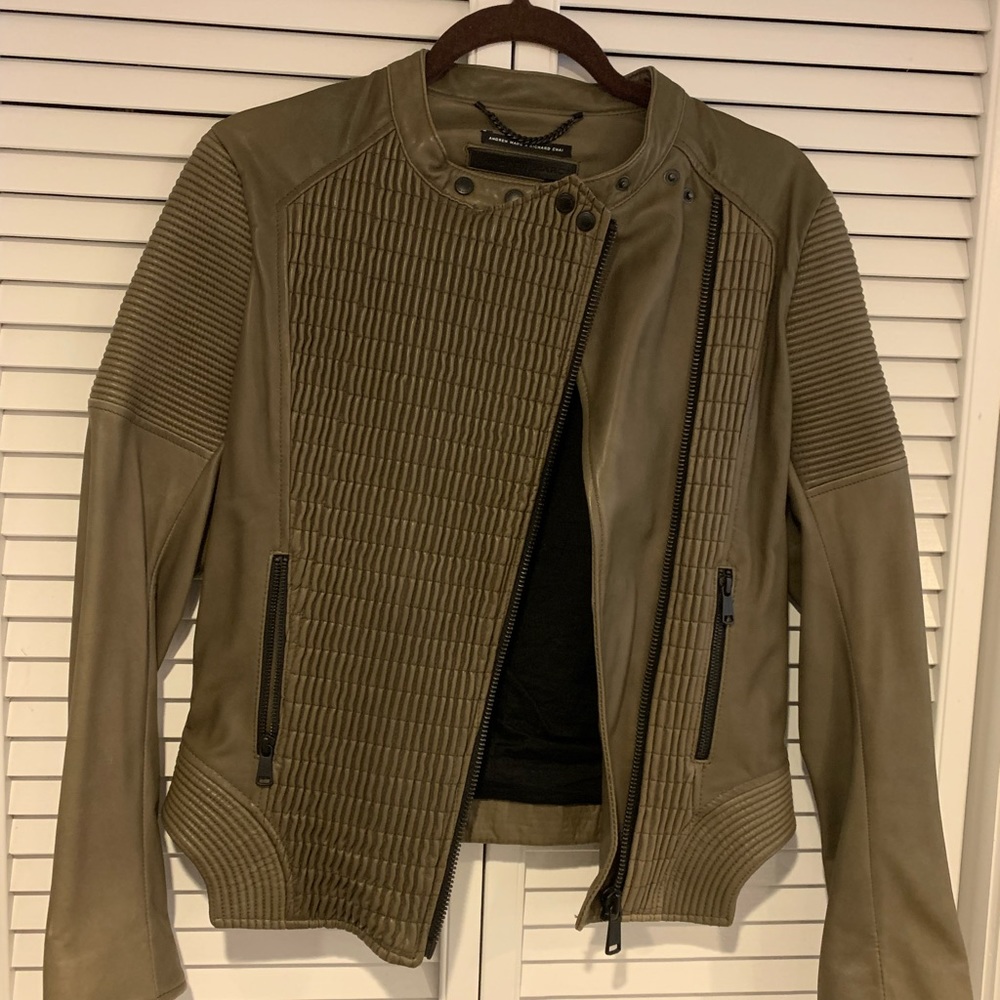 Beautiful olive green leather jacket
